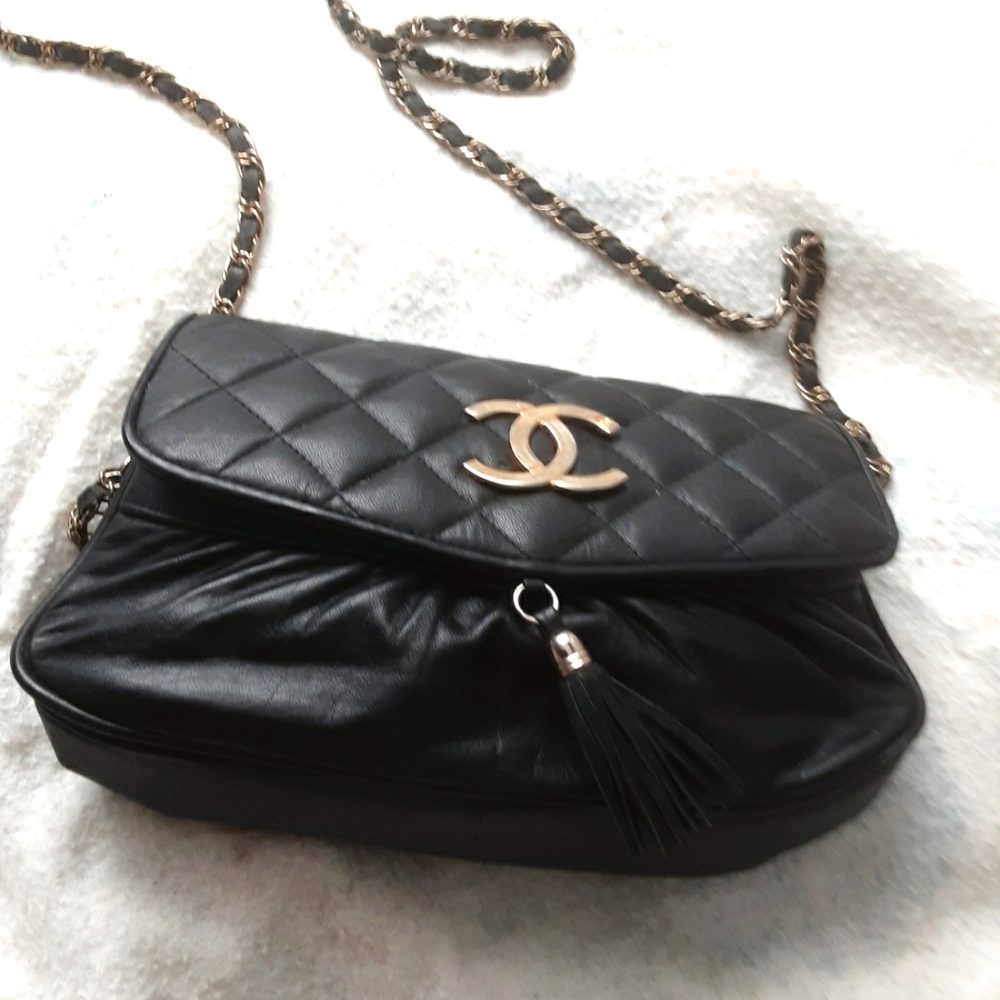 Channel Lamb Skin  cross body small purse
